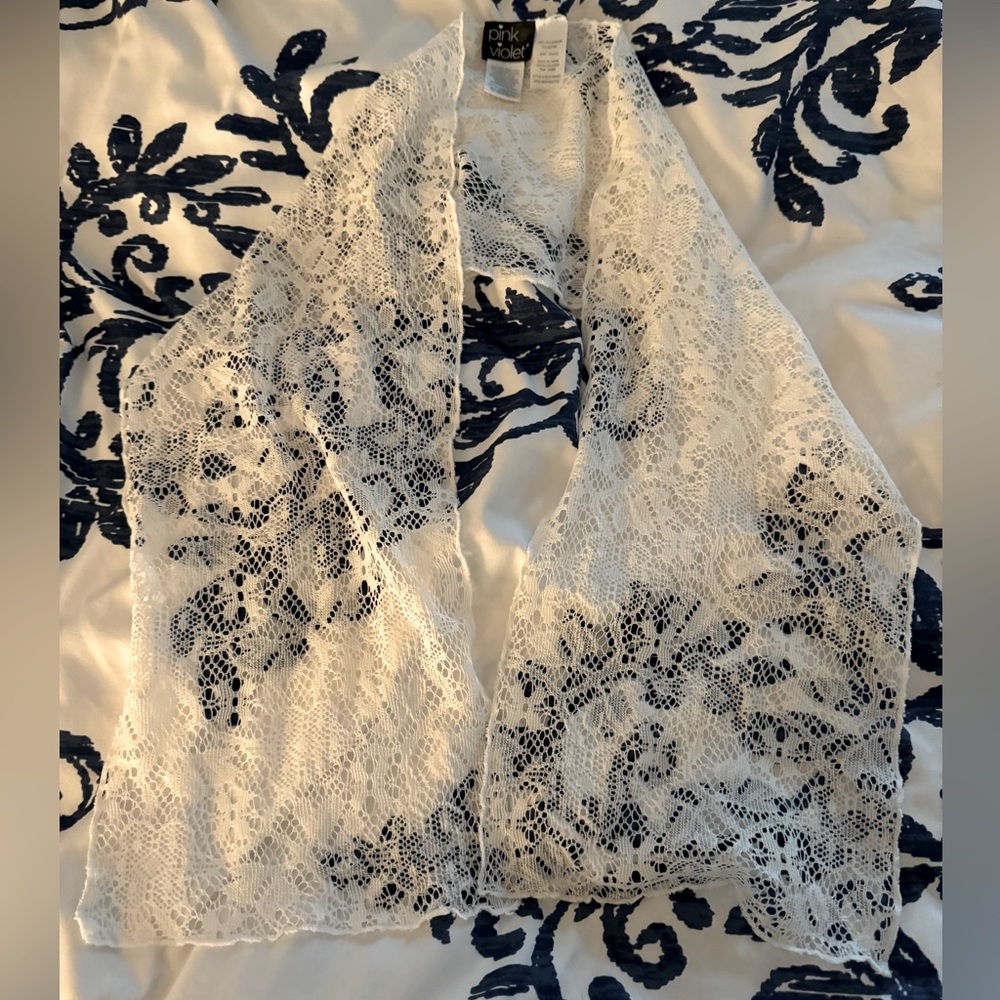 Pink Violet Cream Lace Scarf